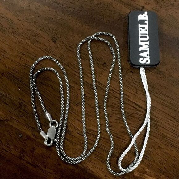 SAMUEL B Sterling Silver Popcorn Necklace Oxidized Caviar Chain 20” NWT - Picture 2 of 9